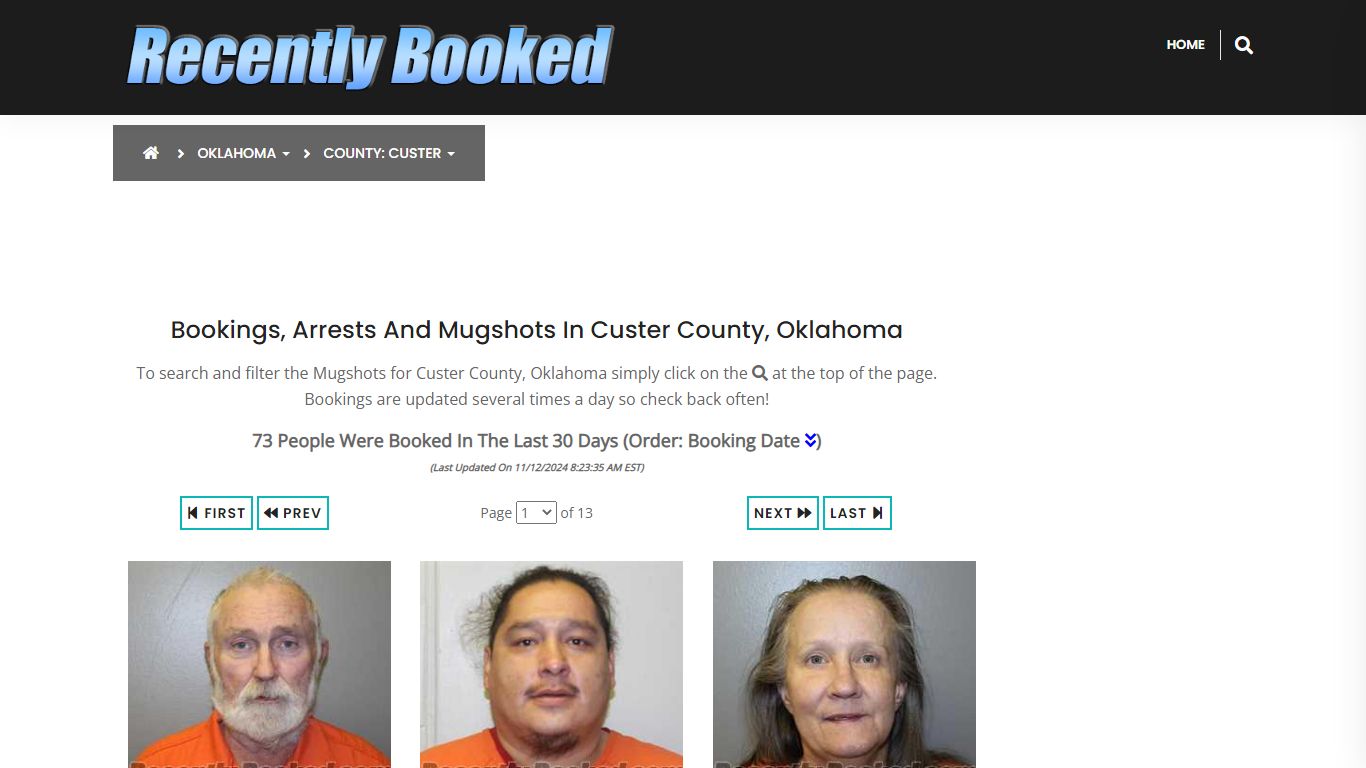 Bookings, Arrests and Mugshots in Custer County, Oklahoma - Recently Booked