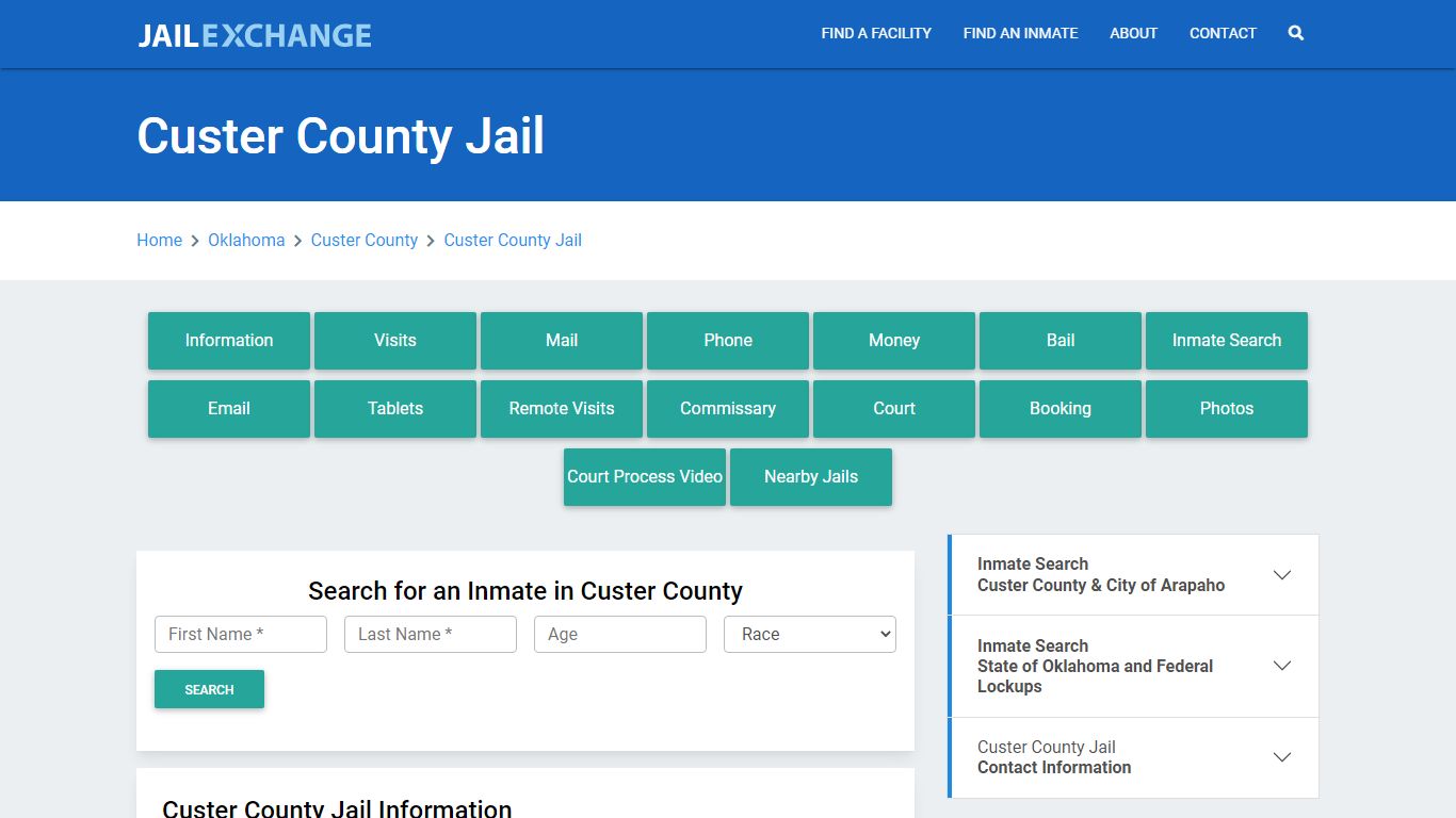 Custer County Jail Roster Lookup, OK, Inmate Search